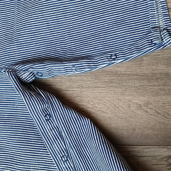 Key Bib Overalls Blue White Stripe Denim Railroad Conductor Farmer 18M - Picture 6 of 10